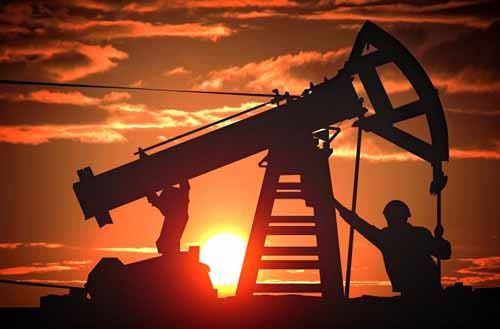 Silhouette of gas drilling
